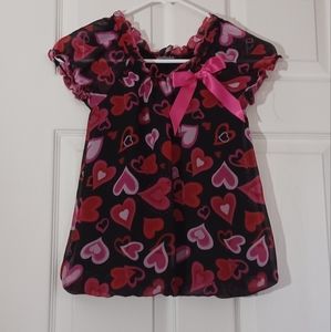 Tempted Blouse Size Girls 6 Valentine Red Pink Hearts black lining